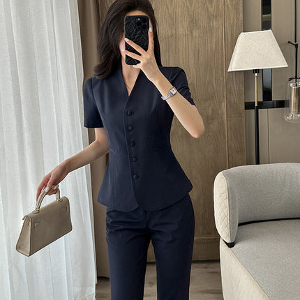 Short-Sleeved Suit Women's Summer Thin Business Attire Jewelry Store Gold Store Sales Workwear Hotel Front Desk Workwear