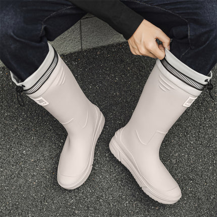Cross-Border High-Top Rain Boots for Men, Non-Slip Waterproof Rain Boots for Work, Wear-Resistant Rubber Shoes, Kitchen Car Wash Mouth Shoes