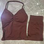 [4380+ short] dark brown suit / XS
