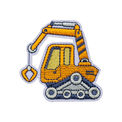 Hot-Selling Computer Embroidery Excavator Engineering Vehicle Bulldozer Cartoon Embroidery Cloth Patch No-Sew Iron-On Hot Melt Adhesive Patch