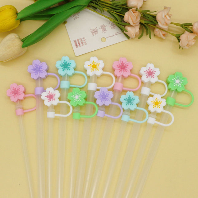 Popular 10mm Begonia Flower Straw Cap Stanley Water Cup Straw Plug Silicone Flower Straw Cover Direct from Manufacturer