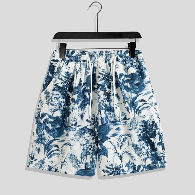 Summer Beach Shorts for Men Trendy Brand Ins Loose Sports Five-Point Quick-Dry Floral Shorts Trendy Couple Casual Large Shorts