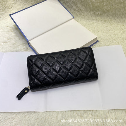 Long Wallet, Classic Style, Embossed Leather Wallet, Cross-Border First-Layer Cowhide, Fashionable Coin Purse, Clutch Bag, Coin Purse