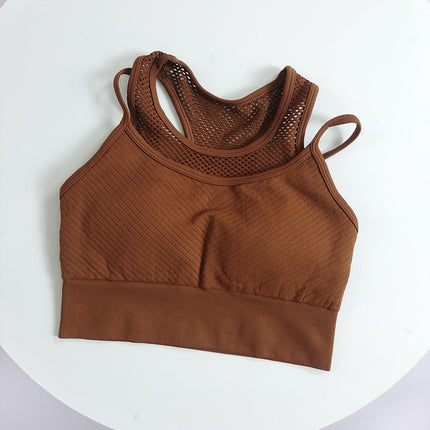 Fake Two-Piece One-Piece Sports Underwear Women's Shockproof Collar Running Pilates Training Bra Fitness Vest