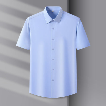 Counter Men's and Women's Summer Natural Modal Short-Sleeved White Shirt, No-Iron, Anti-Wrinkle, High-End Cool Cloud Shirt