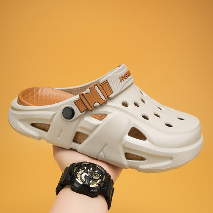 Croc Shoes Men's Summer Thick-Soled Outer Garden Shoes Soft-Soled Toe-Cap Slippers Casual Two-Wear Driving Sandals Men's Style
