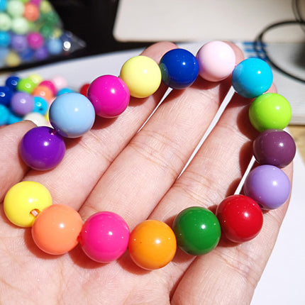Solid color acrylic round beads handmade beaded diy accessories material Yiwu jewelry manufacturers wholesale candy color beads