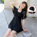 Swimming cap +8657 split-Black / M Suggested 37.50 kg-47.50 kg