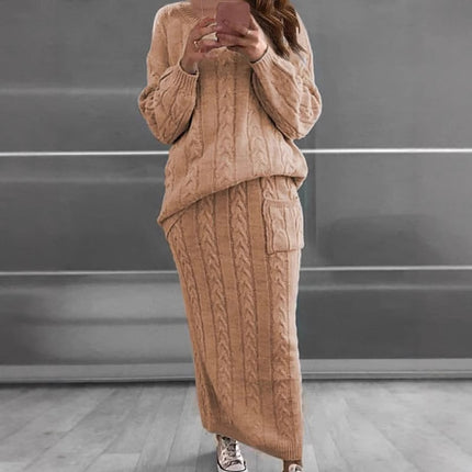 2026 Autumn/Winter New Women's Fashion Amazon European and American Style Cable Knit Sweater Women's Set Dress