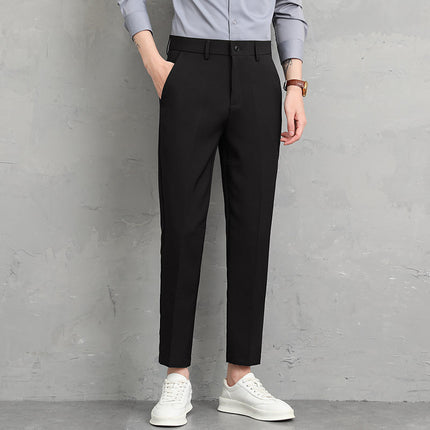 Summer New Men's Casual Trousers Korean Style Small Leg Light Business Men's Trousers Dress Pants Cropped