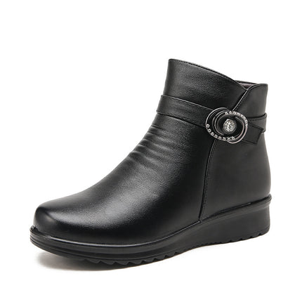 Mother's Shoes Cotton Shoes Middle-aged and Old fleece-lined Women's Shoes Winter Warm Middle-aged Autumn and Winter Non-slip Ankle Boots Cotton Leather Shoes