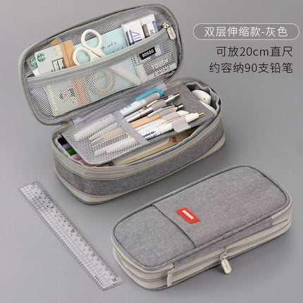 600D Multifunctional Stretchable Pencil Case Stationery Box High Color Value Large Capacity Multifunctional Stationery Pencil Case Portable