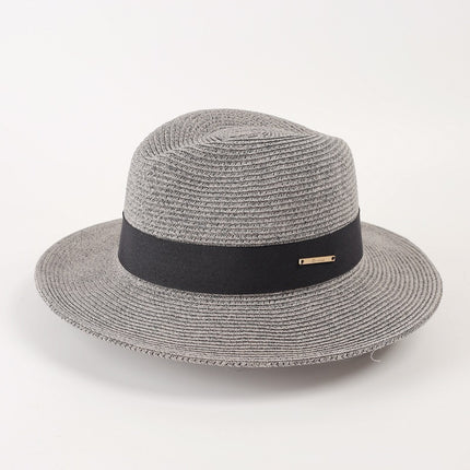 Panama Straw Hat Unisex Top Hat Jazz Hat Big Head Shade UV Protection All-match Trend Adjustable