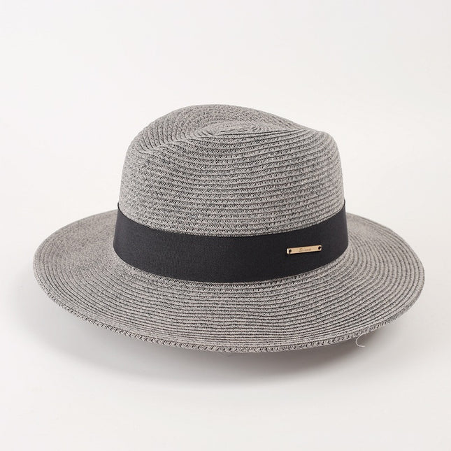 Panama Straw Hat Unisex Top Hat Jazz Hat Big Head Shade UV Protection All-match Trend Adjustable