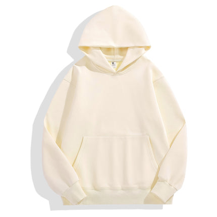 Lamb Wool Drop-Shoulder Loose Sweatshirt with Pockets, Hooded Pullover, Trendy Heavyweight Thickened Autumn and Winter Hoodie, Casual Fashion