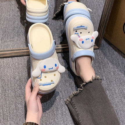 Trendy Chinese-Style Perforated Sandals for Women, Summer Outdoor Beach Thick-Soled Ultra-Soft 2025 New Closed-Toe Sandals for Women