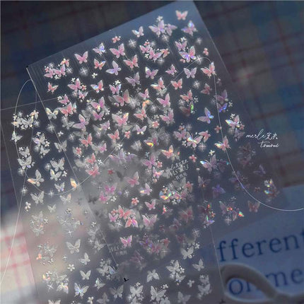 Shell Light Star Butterfly Nail Art Stickers Embossed 3D New 5D Stereo Popular Ins Japanese Style Fairy Nail Stickers