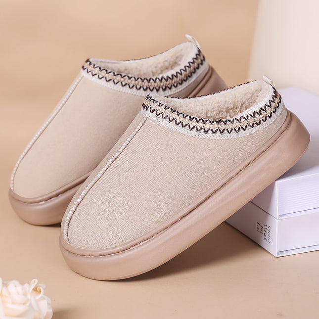 Women's Winter Cotton Shoes, Fleece-Lined Cotton Slippers, Large Size Thickeneded Short Boots, New Cross-Border Cold-Proof Snow Boots, Soft-Soled Warm Women's Cotton Boots