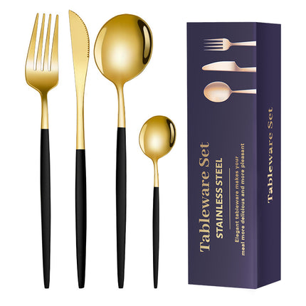 spoon Jieyang factory wholesale cross-border stainless steel tableware suit 24-piece set household knife, fork and spoon daily necessities