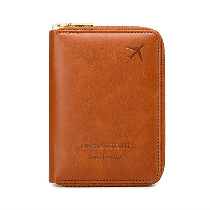 Cross-Border 2026 New Rfid Anti-Magnetic Passport Holder Zipper Short Travel Passport Bag Multifunctional Document Storage Bag