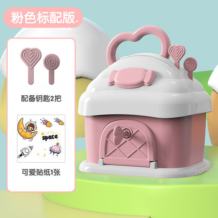 Children's Cartoon Rocket Piggy Bank with Large Capacity, Saveable and Removable Piggy Bank with Key, Cute Ornament, Supermarket Toy