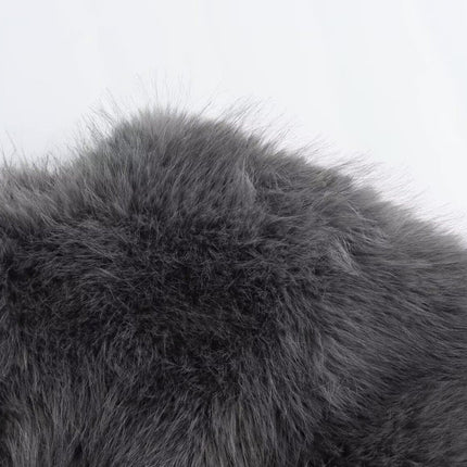 Foreign Trade European and American Winter New Style Fashionable Round Neck Long-Sleeved Artificial Fur Gray Jacket for Women 6318261