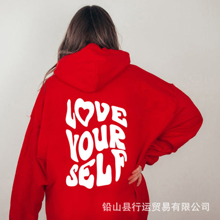 2023 New Autumn and Winter Casual Sports Hoodies Southeast Asia Cross-Border Export Women's Letter Print Hooded Sweatshirt