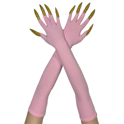 48cm European and American Fashion Halloween Gloves Long Nails Ghost Claw Gloves Long Performance Props Costume Black Red Claw