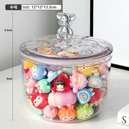 Cute Storage Can Transparent Dustproof Small Hand-held Greedy Baby Mini Bubble Mart Lego Storage Box