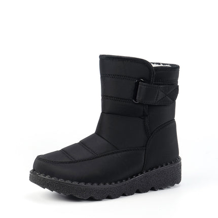 Snow Boots for Women Cross-Border Large Size 45 Winter New Velvet Warm Cotton Boots Mid-Length Boots Snow Boots Pu Anti-Slip Sole