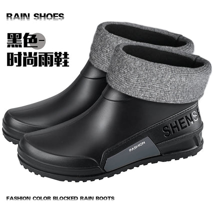 Cross-border Men and Women Couple Fashion Short Rain Shoes Non-slip Wear-resistant Waterproof Rain Boots Outdoor Camping Fishing Rubber Shoes Water Shoes