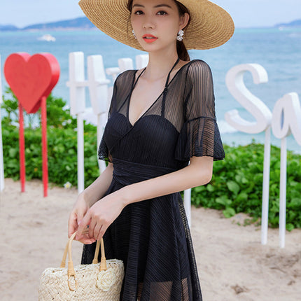 Women's Swimsuit 2026 New Summer Skirt-Style One-Piece Conservative Slimming Tummy-Covering Underwire High-End Sexy Hot Spring Bathing Suit