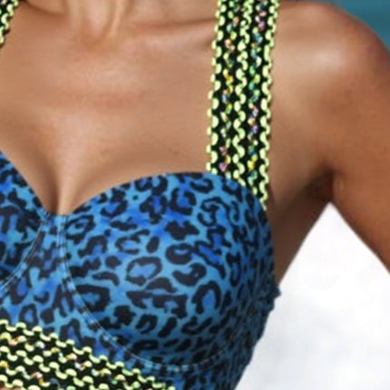 New European and American Sexy Bikini Cross-Border Split Swimsuit Women's Wide Shoulder Straps Popular Printed High-End Pure Lust Swimsuit