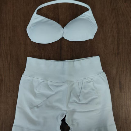 suit DF Amazon Explosions Shorts Small Bra High Elastic Superfine Extinction Nylon Hanging Neck Beauty Back Sports Vest