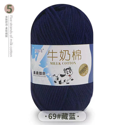 Five-Strand Milk Cotton Yarn Wholesale Medium-Thick Yarn Crochet Doll Shoes Scarf DIY Knitting Material Kit Crochet
