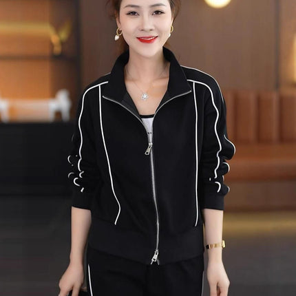 Autumn New Fashion Casual Stylish Slimming Cardigan Set Sports Women's Age-Reducing Sweatshirt and Sweatpants Two-Piece Set