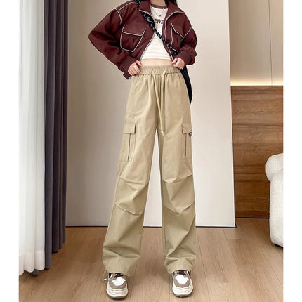 Women's Cargo Pants Spring and Autumn 2025 New High-Waisted Casual American Style Plus Size Petite Loose Retro Black Jogger Pants