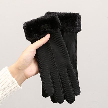 Warm Gloves Women's fleece-lined Thickened Windproof Cold-proof Outdoor Riding Driving Touch Screen Skin-sensitive Autumn and Winter Gloves