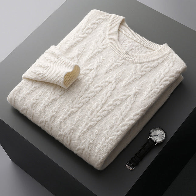 100% Wool Jacquard Sweater Men / Pull Laine Jacquard Col Rond