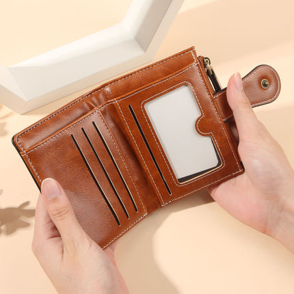 Anti-theft Brush Wallet Women's 2025 New Wax Wallet Multi-card Coin Purse European and American Women's Short Wallet