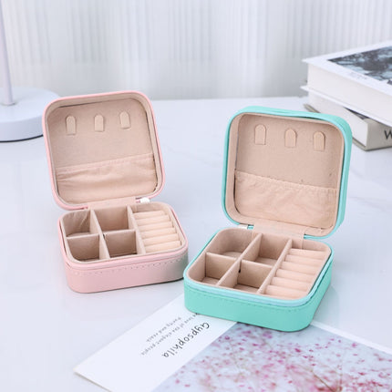 Qingyu Packaging PU Leather Portable Jewelry Box Mini Jewelry Zipper Bag Medium Palm Jewelry Box Ear Storage Box