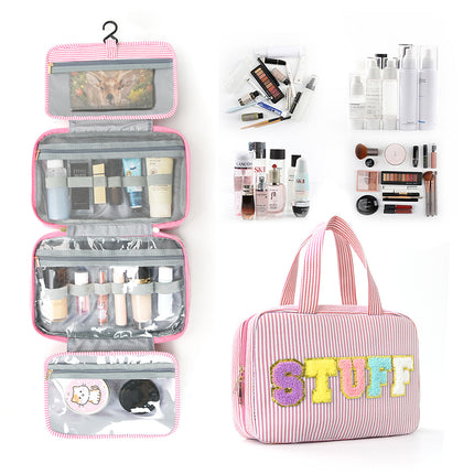 Cross-border Large Capacity Cosmetic Bag 40% Fold Dry and Wet Separable Portable Hanging Toiletries Storage Cosmetic Bag