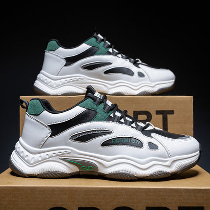 Autumn and Winter New Student Sneakers Leather Deodorant Black Fashion Men's Shoes Lace-up White Men's White Shoes