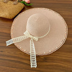Large brim cotton yarn edge beading-light pink / M（56-58cm）