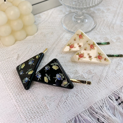 Ins Blogger Same Style Triangle Square Irregular Hairpin Spring and Summer Niche Retro All-match Flower Side Clip