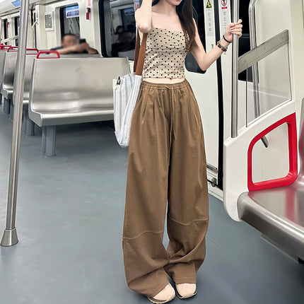 Wide-Leg Pants for Women Summer 2025 New Petite Straight Pants Loose High-Waisted Drape Floor-Length American-Style Cargo Pants