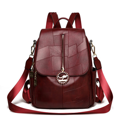 Women's Backpack 2025 New Women's Backpack Fashionable and Versatile Splicing Large Capacity Trendyy Casual Travel Bag