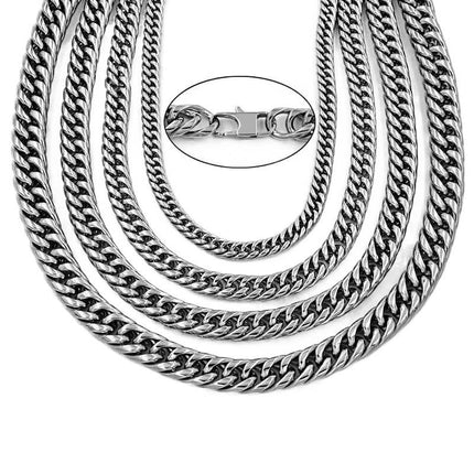 European and American Encrypted Titanium Steel Necklace Men's Fashion Non-Fading Domineering Fashion Manufacturer Wholesale Stainless Steel Hip-Hop Jewelry