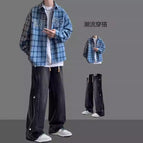 Blue jacket + black jeans two-piece set high quality / M