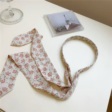 Sweet Floral Pearl Long Strap Hair Band Headband Summer New Sweet Tie Hair One-piece Pressure Hair Headband Women